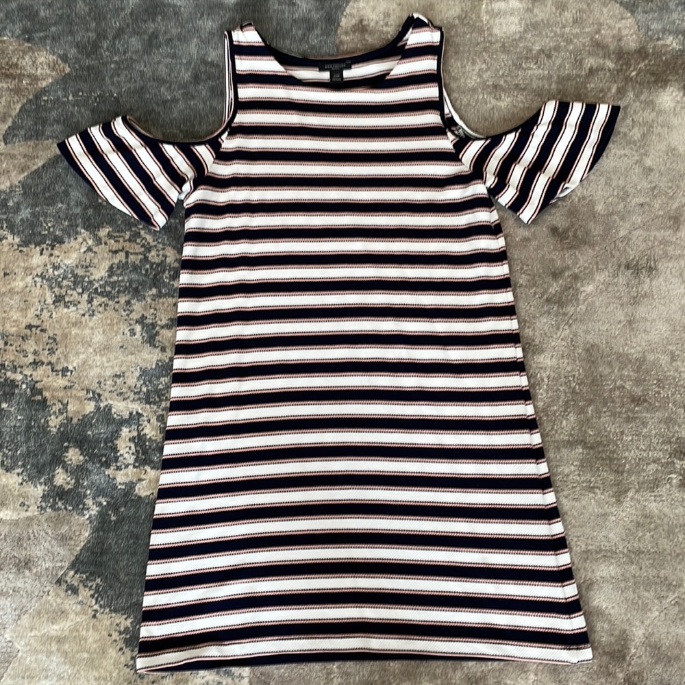 Ann Taylor XXSP short sleeve mini dress with peek a boo shoulders.